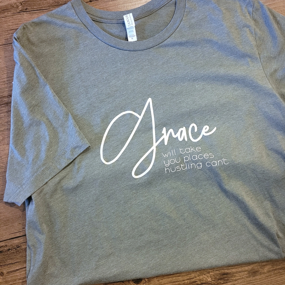 Moss Green Graphic T-Shirt with Inspirational Quote
